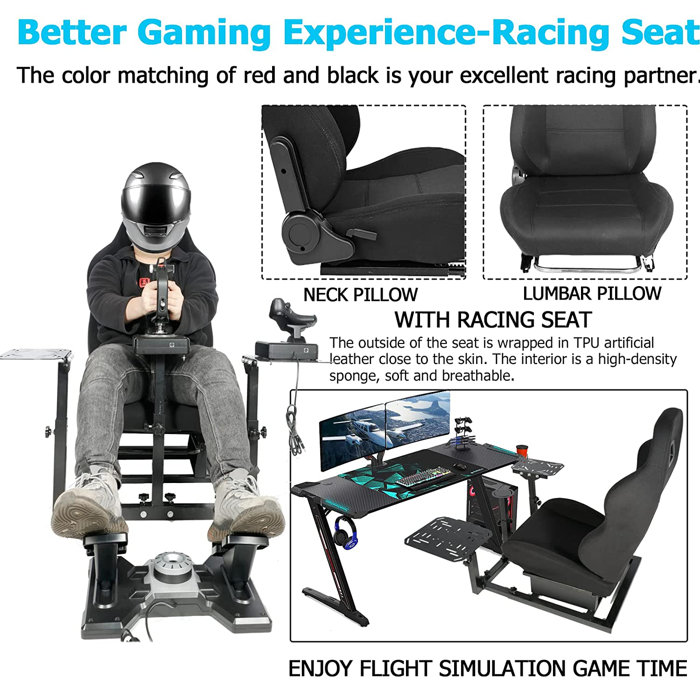 Anman Flight Simulation Cockpit Or Racing Wheel Stand With Seat Fit